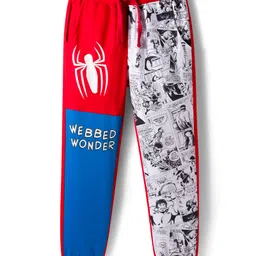 Pine Kids Marvel Terry Knit Full Length Cut and Sew Track Pant with Spider-Man Graphic - Red & Blue-image-39