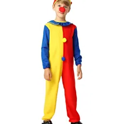 Little Surprise Box Blended Halloween Theme Full Sleeves Joker Costume Set With Nose Gear - Multi Colour-picture-26