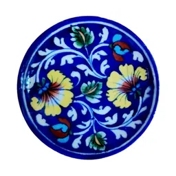 Om Craft Villa Blue & White Lily-Floral Jaipur Pottery Decorative Ceramic Wall Plates-picture-32