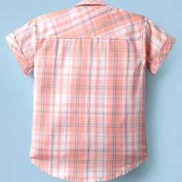 Dapper Dudes Woven Half Sleeves Checked Shirt - Peach image 2