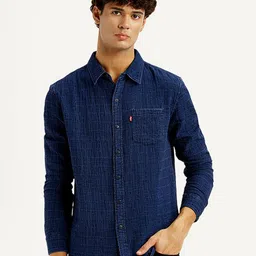 Levis Classic Slim Fit Textured Spread Collar Cotton Shirt-image-81