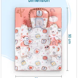 Babyhug Cotton Bedding Set With Animals Print - Brown image 3