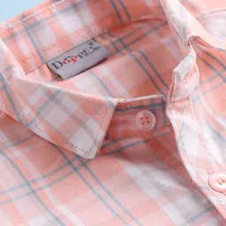 Dapper Dudes Woven Half Sleeves Checked Shirt - Peach image 3
