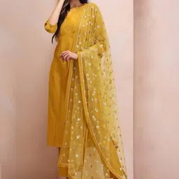 Women Basket Women Regular Thread Work Kurta with Trousers & With Dupatta image 5