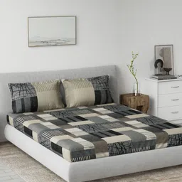 DDecor Grey & Black Printed 144 TC King Bedsheet Set-2.29m x 2.74m-picture-33