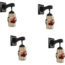 1ST TIME Multicoloured & Black Printed Wood Cylinder Shaped Wall Lamp image 2