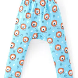 Babyhug Interlock Cotton Knit Full Length Diaper Pants Lion Print Pack of 3 - Multicolor image 5