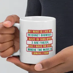 Mr UVD White & Brown Typography Printed Ceramic Glossy Mug image 3