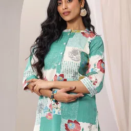 Libas Floral Printed Boat Neck Kurti image 3