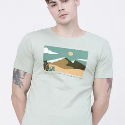 HIGHLANDER Men Green Printed Round Neck Cotton T-shirt-picture-39