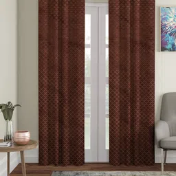 HOSTA HOMES Brown Set of 2 Geometric Door Curtains-image-96