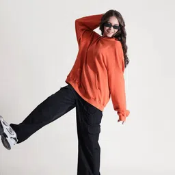 Peach Unisex Pack of 2 Brand Logo Printed Hooded Pullover Cotton Sweatshirt image 5