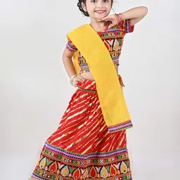 ahhaaaa Girls Embroidered Mirror Work Ready to Wear Lehenga & Blouse With Dupatta image 1