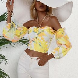 Stylecast X Slyck Floral Printed Cold-Shoulder Bardot Crop Top-picture-20