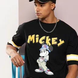 Kook N Keech Mickey Mouse Printed Drop-Shoulder Sleeves Oversized Pure Cotton T-shirt-picture-22