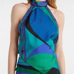 LULU & SKY Abstract Printed Halter Neck Top With Skirt image 3