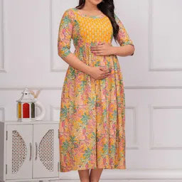 UrbanRang Floral Print Maternity Maxi Dress image 2