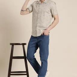 HERE&NOW Men Slim Fit Printed Pure Cotton Casual Shirt-picture-41
