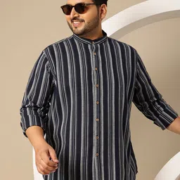 Sztori Men Plus Size Striped Casual Shirt-picture-8
