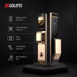 GOLENS Digital Door Lock with Fingerprint Camera Biometric Gold, X12 image 2