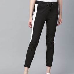 Harvard Women Black Solid Cropped Joggers With Side Panelling-picture-28