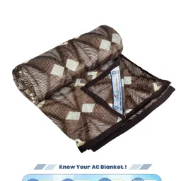 FABINALIV Brown & White Geometric Woollen AC Room 233 GSM Single Bed Blanket image 4