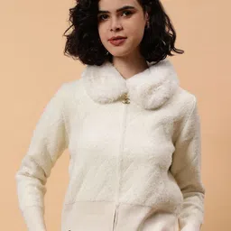 Fashion Gaiia Women Solid Knitted Jacket-image-99