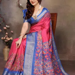 ALAGINI Ethnic Motifs Zari Silk Blend Saree image 2