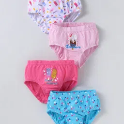 Bodycare Cotton Knit Panties with Heart & Candy Print Pack Of 4 - Pink Light Blue & White-image-88