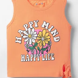 kookie kids india Kookie Kids Single Jersey Knit Sleeveless Tank T-Shirt with Text Print - Orange-picture-10