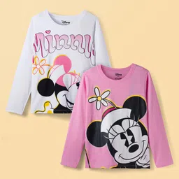 HoneyHap Disney Single Jersey Knit Full Sleeve T-Shirt with Minnie Mouse Graphics Pack of 2 - Pink & White-picture-11