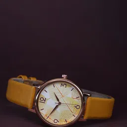VIRAKTI Women Brass Printed Dial & Leather Straps Analogue Watch F-70-YELLOW-25-picture-37