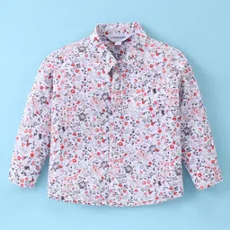 Mark & Mia Full Sleeves Floral Printed Shirt & Trouser Set with Bow & Suspender - Pink & Black image 2