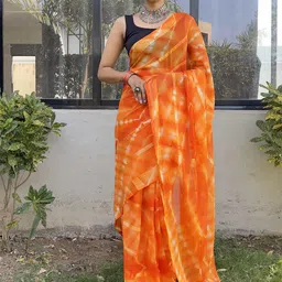 DIVASTRI Tie and Dye Pure Georgette Ready to Wear Saree-picture-27