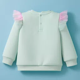 ToffyHouse Knit Full Sleeves Winter Wear Top & Joggers Set With Frill Detailing with Rainbow Print - Mint image 3