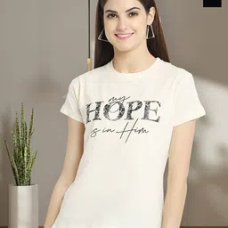 Dreambe Women Pack of 2 Typography Printed Round Neck Cotton T-shirts-picture-54