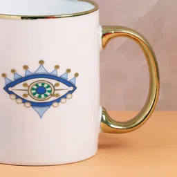 Archies White & Gold-Toned Evil Eye Printed Ceramic Glossy Mug image 2