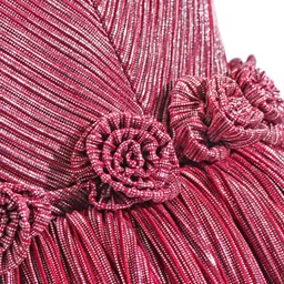 Babyhug Woven Sleeveless Fit & Flared  Textured Party Frock with Floral Applique - Maroon image 4