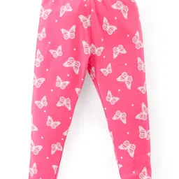 Babyhug Cotton Lycra Knit Full Length Stretchable Leggings with Floral & Butterfly Print Pack of 3 - Multicolour image 5