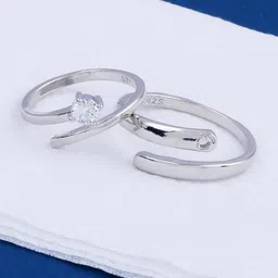 Silver Shine Set of 2 Silver-Plated AD-Stone Studded Couple Rings-picture-24