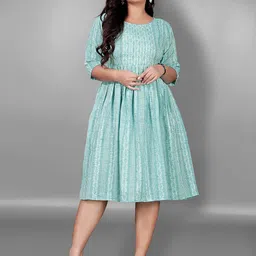 RIAANA Printed Cotton Midi Maternity Ethnic Dress-picture-36
