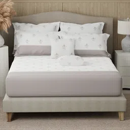 Boutique Living India Grey & White Printed 400TC Cotton King Bedsheet Set 2.74 m x 2.74 m-picture-25