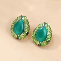 DKane Designs Gold-Plated Stones Studded Teardrop Shaped Studs-picture-25