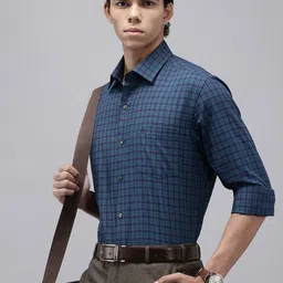 Arrow Pure Cotton Manhattan Slim Fit Checked Textured Formal Shirt-image-70