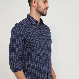 Parx Men Slim Fit Grid Tattersall Checked Spread Collar Pure Cotton Casual Shirt image 2