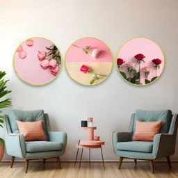 The Castle Decor Pink & Red 3 Pieces Flowers Sparkle Wooden Wall Art-picture-19