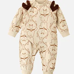 Little Surprise Box LLP Infants 3D Brown Eared Reindeer Theme Full Sleeves Jumpsuit Romper-picture-24