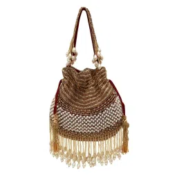 THE TAN CLAN Gold Dua Pearl Potli Bag-image-54