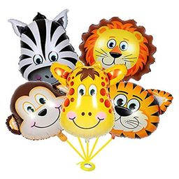 Bubble Trouble Happy Birthday Jungle Safari Decorations Foil Golden Balloon Pack of 5 Theme Animal Set  Combo Item Lion Tiger Zebra Monkey  Giraffe - Pack of 5-picture-39