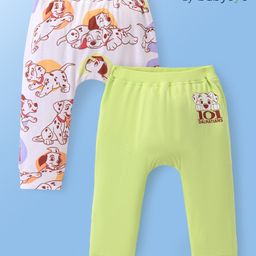 Babyoye Disney Interlock Full Length Diaper Leggings With 101 Dalmatians Graphic Pack of 2 - White & Light Green-picture-27
